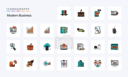 Illustration for 25 Modern Business Line Filled Style icon pack - Royalty Free Image