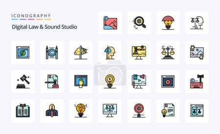 Ilustración de 25 Ley digital y sonido Studio Line relleno icono de estilo pack - Imagen libre de derechos