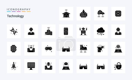 Illustration for 25 Technology Solid Glyph icon pack - Royalty Free Image