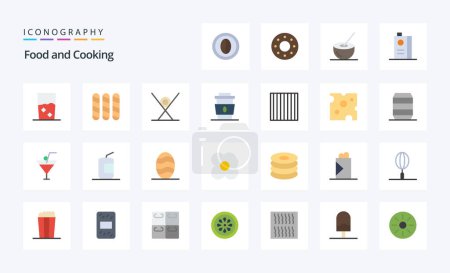 Téléchargez les illustrations : 25 Alimentation Pack icône couleur plate - en licence libre de droit