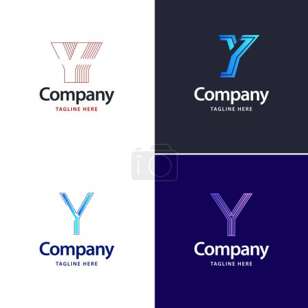 Téléchargez les illustrations : Lettre Y Big Logo Pack Design. Conception de logos créatifs modernes pour votre entreprise - en licence libre de droit