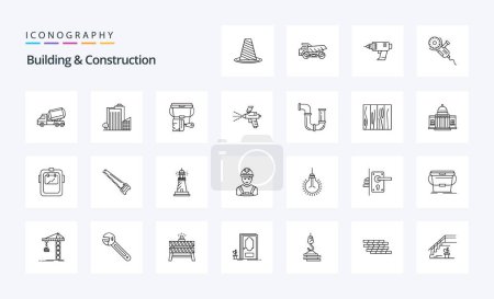 Ilustración de 25 Construcción y construcción de línea icono pack - Imagen libre de derechos