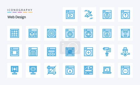 Ilustración de 25 Diseño Web Paquete icono azul - Imagen libre de derechos
