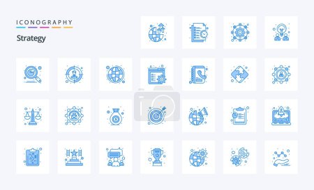Illustration for 25 Strategy Blue icon pack - Royalty Free Image
