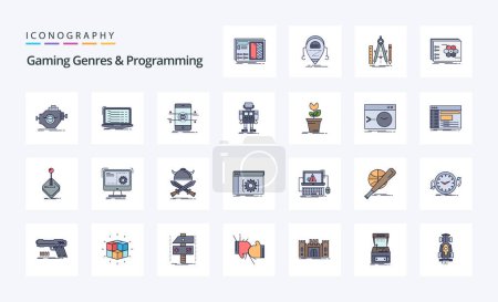 Illustration for 25 Gaming Genres And Programming Line Filled Style icon pack - Royalty Free Image