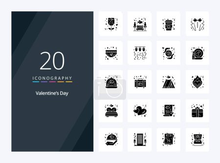 Illustration for 20 Valentines Day Solid Glyph icon for presentation - Royalty Free Image