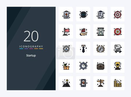 Illustration for 20 Startup line Filled icon for presentation - Royalty Free Image