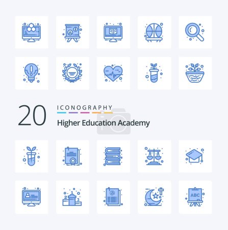 Téléchargez les illustrations : 20 Academy Blue Color icon Pack comme chapeau de bibliothèque d'étude de l'éducation - en licence libre de droit