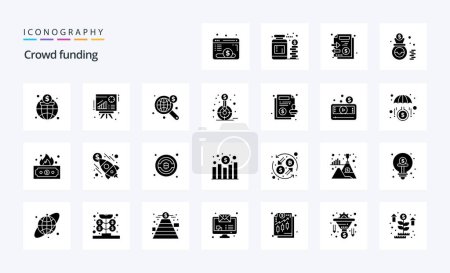 Illustration for 25 Crowdfunding Solid Glyph icon pack - Royalty Free Image