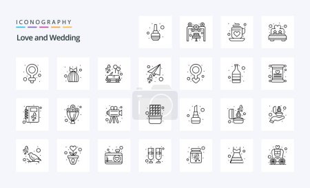 Téléchargez les illustrations : Pack icône 25 ligne de mariage - en licence libre de droit