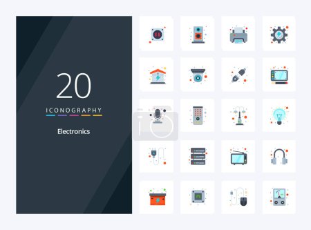 Illustration for 20 Electronics Flat Color icon for presentation - Royalty Free Image