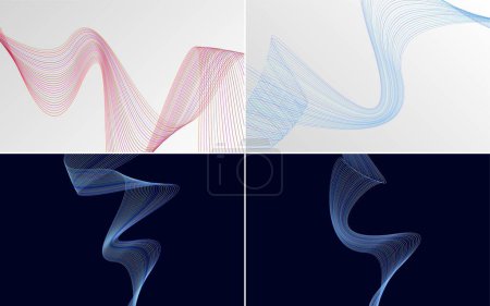 Ilustración de Agregue interés visual a su diseño con este conjunto de 4 fondos de patrón de onda geométrica - Imagen libre de derechos