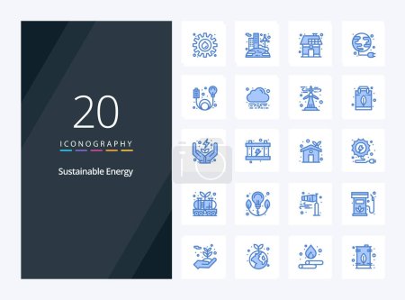Ilustración de 20 Energía Sostenible Blue Color icono para la presentación - Imagen libre de derechos