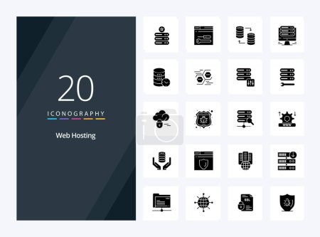 Téléchargez les photos : 20 Web Hosting Solid Glyph icône pour la présentation - en image libre de droit