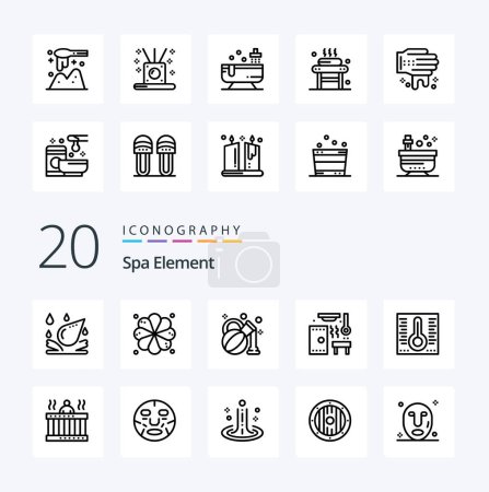 Ilustración de 20 Spa Element Line icono Paquete como spa de masaje spa de temperatura spa - Imagen libre de derechos