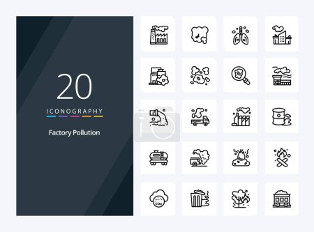 Illustration for 20 Factory Pollution Outline icon for presentation - Royalty Free Image
