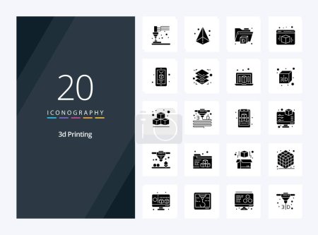 Ilustración de 20 Icono de glifo sólido de impresión 3D para presentación - Imagen libre de derechos