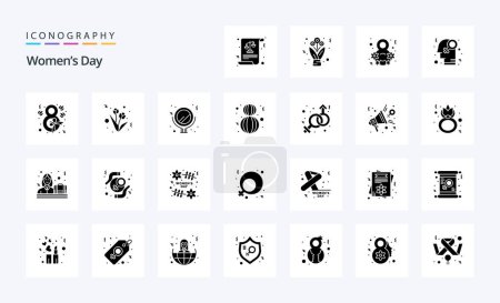 Illustration for 25 Womens Day Solid Glyph icon pack - Royalty Free Image