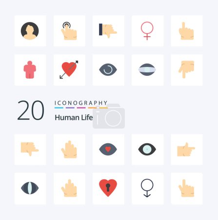 Illustration for 20 Human Flat Color icon Pack like female thumbs down man dislike finger - Royalty Free Image