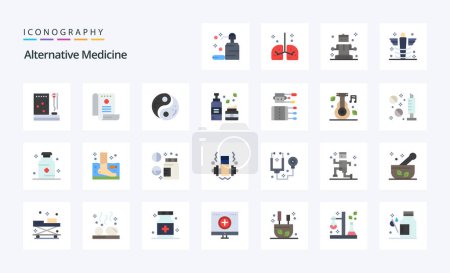 Ilustración de 25 Medicina alternativa Paquete de iconos de color plano - Imagen libre de derechos