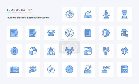 Illustration for 25 Business Elements And Symbols Metaphors Blue icon pack - Royalty Free Image