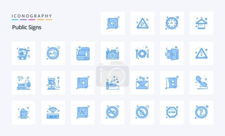 Ilustración de 25 Señales Públicas Paquete de iconos azul - Imagen libre de derechos