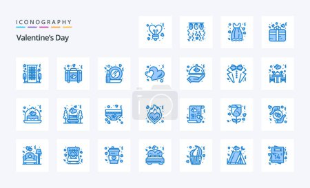 Illustration for 25 Valentines Day Blue icon pack - Royalty Free Image