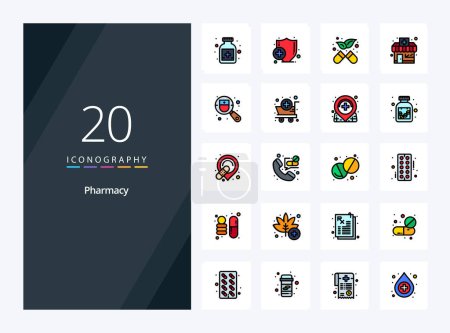 Illustration for 20 Pharmacy line Filled icon for presentation - Royalty Free Image