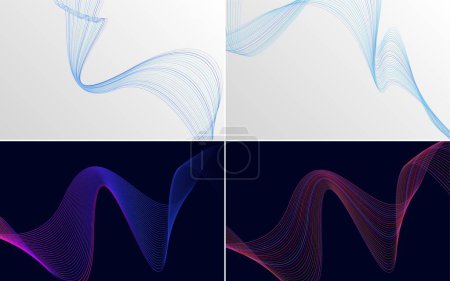 Ilustración de Agregue un toque único a sus diseños con un conjunto de 4 líneas de ondulación abstractas - Imagen libre de derechos
