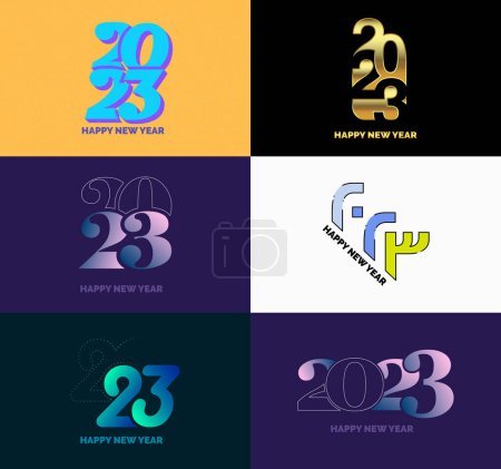 Téléchargez les illustrations : Grand ensemble de 2023 Happy New Year logo texte conception 2023 nombre modèle de conception - en licence libre de droit