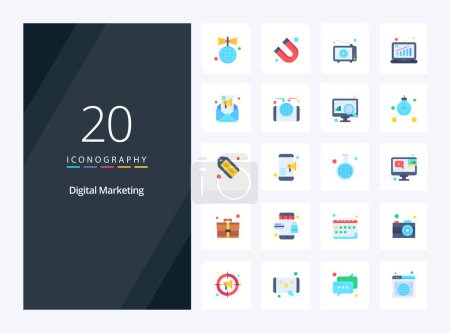 Ilustración de Icono de 20 Digital Marketing Flat Color para presentación - Imagen libre de derechos