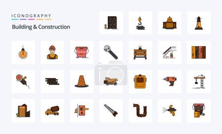 Illustration for 25 Building And Construction Line Filled Style icon pack - Royalty Free Image