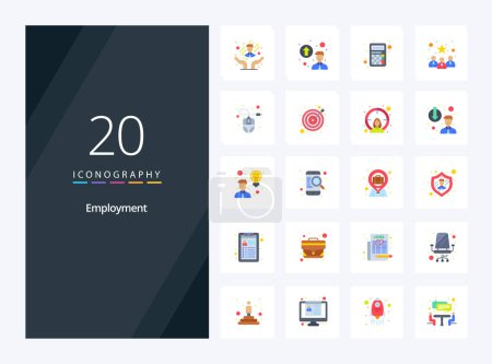 Ilustración de 20 Empleo icono de color plano para la presentación - Imagen libre de derechos