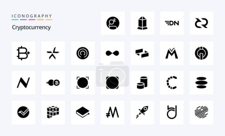 Illustration for 25 Cryptocurrency Solid Glyph icon pack - Royalty Free Image