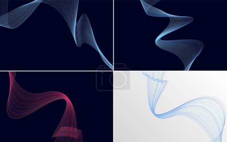 Ilustración de Conjunto de 4 fondos de patrón de onda geométrica para un look moderno - Imagen libre de derechos