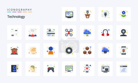Illustration for 25 Technology Flat color icon pack - Royalty Free Image