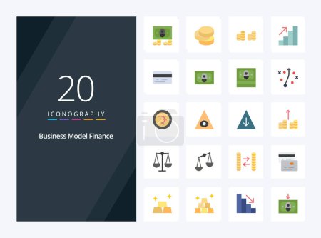 Téléchargez les illustrations : 20 Finance Icône couleur plate pour la présentation - en licence libre de droit