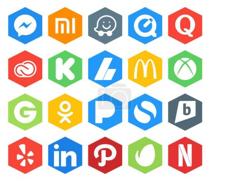 Ilustración de 20 Paquete de iconos de redes sociales Incluyendo simple. odnoklassniki. adobe. groupon. mcdonalds - Imagen libre de derechos