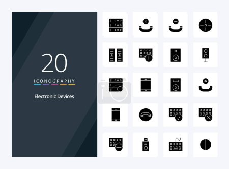 Ilustración de 20 Dispositivos Solid Glyph icono para la presentación - Imagen libre de derechos