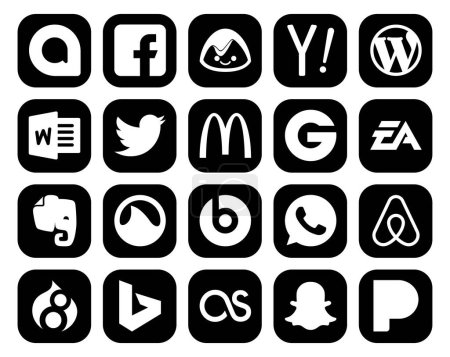 Ilustración de 20 Paquete de iconos de redes sociales que incluye píldoras beats. evernote. twitter. Deportes. artes electrónicas - Imagen libre de derechos