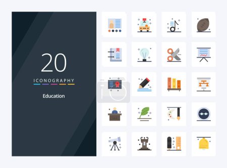 Téléchargez les illustrations : 20 Éducation Icône couleur plate pour la présentation - en licence libre de droit