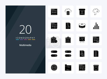 Téléchargez les illustrations : 20 Icône de glyphe solide multimédia pour la présentation - en licence libre de droit