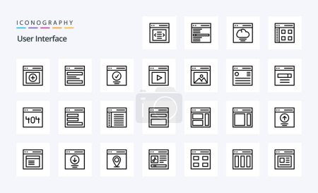 Illustration for 25 User Interface Line icon pack - Royalty Free Image