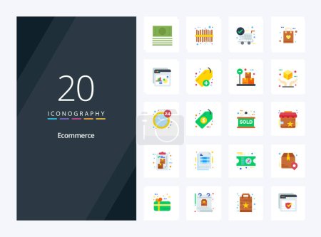 Téléchargez les illustrations : 20 icône Ecommerce Flat Color pour la présentation - en licence libre de droit