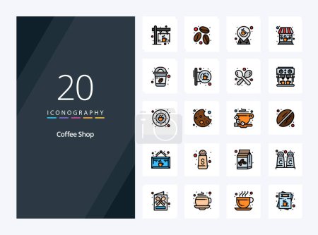 Illustration for 20 Coffee Shop line Filled icon for presentation - Royalty Free Image