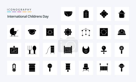 Illustration for 25 Baby Solid Glyph icon pack - Royalty Free Image
