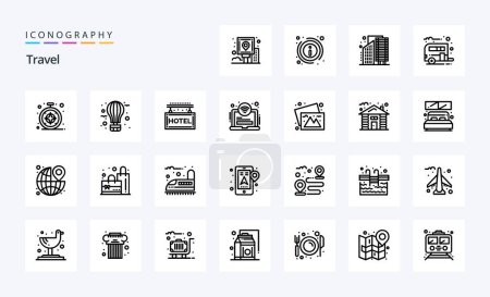 Ilustración de 25 Paquete de iconos de Travel Line - Imagen libre de derechos