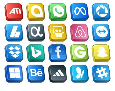 Illustration for 20 Social Media Icon Pack Including delicious. groupon. app net. facebook. dropbox - Royalty Free Image