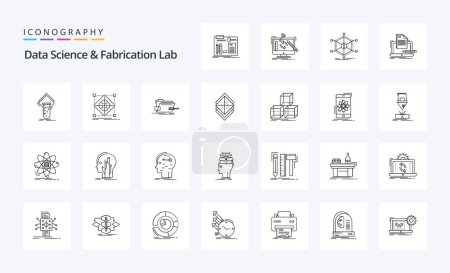 Illustration for 25 Data Science And Fabrication Lab Line icon pack - Royalty Free Image