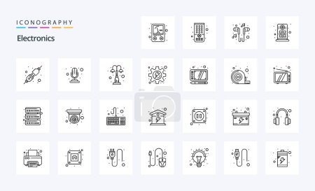 Illustration for 25 Electronics Line icon pack - Royalty Free Image